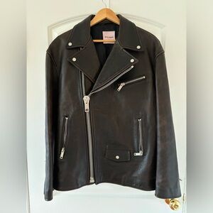 Palm Angels oversized leather biker jacket